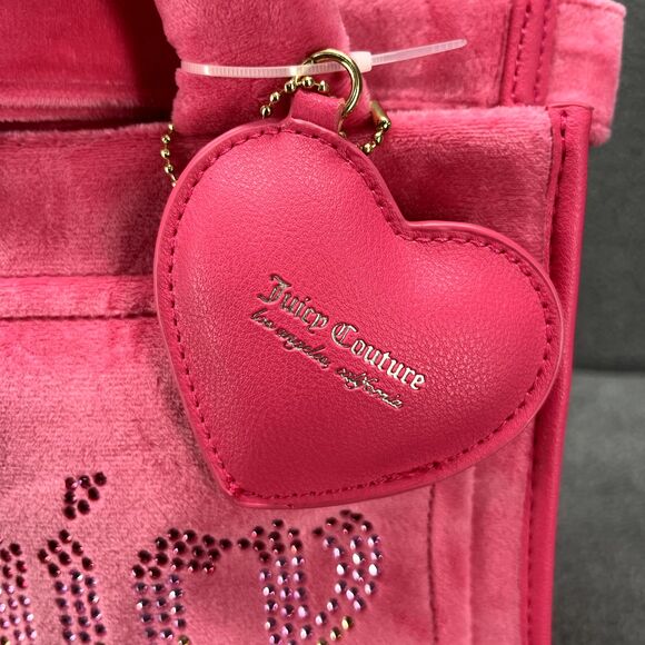 Juicy Couture Velour Mini Tote Bag Pink Free Love Big Spender Y2K Purse - Picture 6 of 9